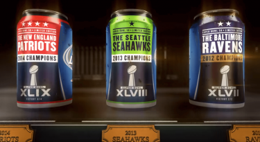 Budlight customized cans with the logos of every NFL team that won a Super Bowl