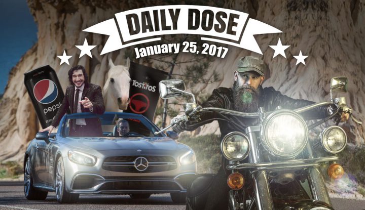 Mercedes, Adam Driver, Pepsi, Tostitos, Super Bowl Commercials 2017